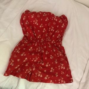 red/orange floral romper